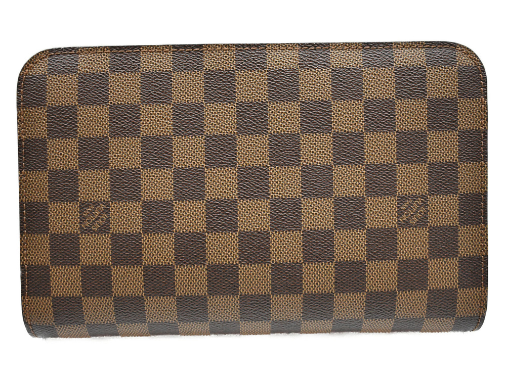 Louis Vuitton Damier Saint Brown Canvas Clutch Shoulder Bag Ebene Brown